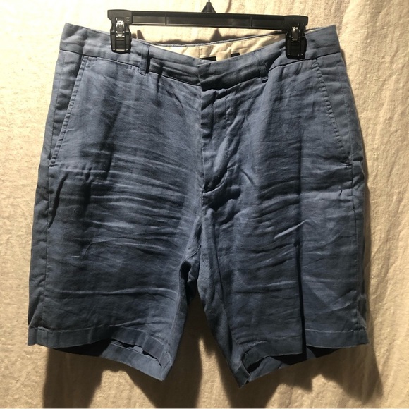 Vince Lightweight Hemp walking shorts medium blue linen look size 33 - Picture 1 of 6